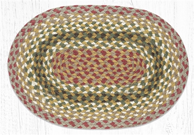 Jute Oval Placemat - Olive/Burgundy/Gray