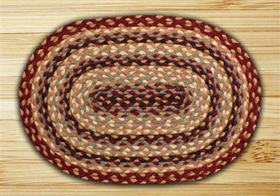Jute Oval Placemat - Burgundy/Gray/Creme